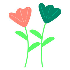 Simple flower illustration with pink and green petals