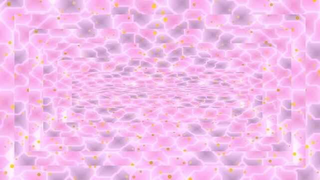 Abstract Pink Hexagonal Pattern with Glowing Network and Floating Dots