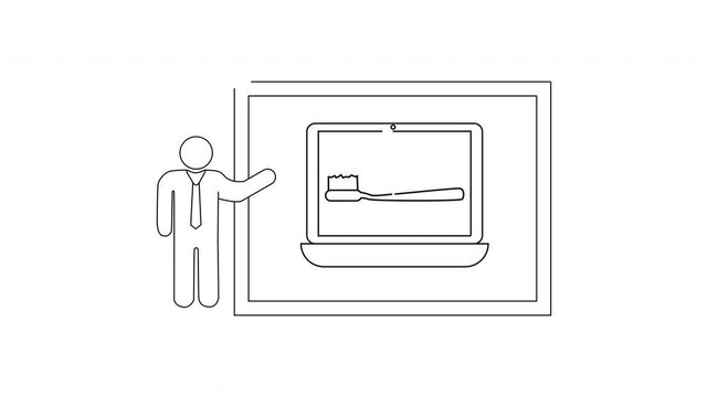 Dental Hygiene Presentation - Toothbrush on Laptop Screen Illustration.