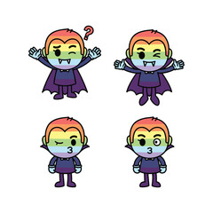 Cartoon vampire character set with different emotions and expressions