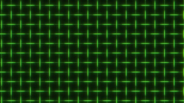 Green Organized grid of neon squares. This animation simulates a digital data field or high-tech motherboard interface, making it perfect for sci-fi overlays, corporate tech presentations.