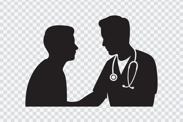 Obraz premium Doctor Patient Consultation Silhouette Icon