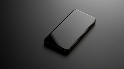 Minimalist smartphone on dark surface with reflection and copy space