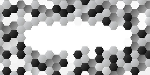 Abstract. Hexagon geometric shapes pattern. Black white mosaic background.