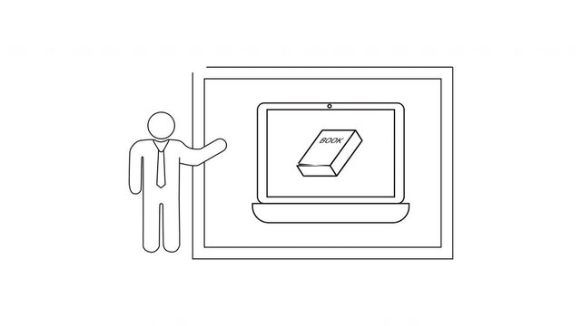 Online Education Presentation - Man and Laptop Illustration.