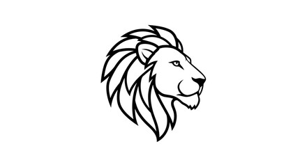 Fototapeta premium Lion Head Illustration Simple Line Art.