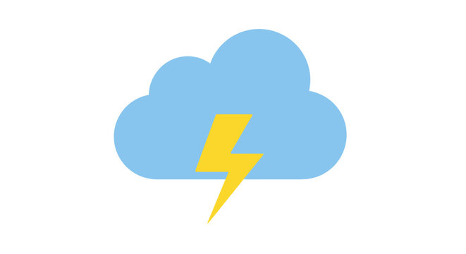 Lightning Bolt Striking Through Blue Cloud.