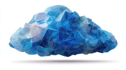 Fototapeta premium Abstract geometric cloud illustration with blue and white colors on white background