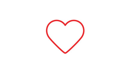 Red Heart Outline Simple Icon Design.