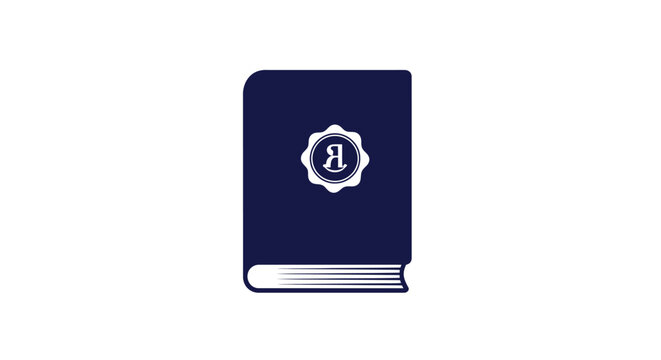 Navy Blue Book with White Emblem Cover.