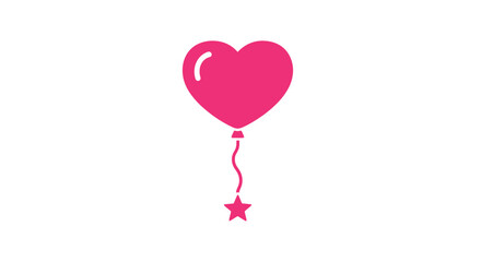 Pink Heart Shaped Balloon with Star.