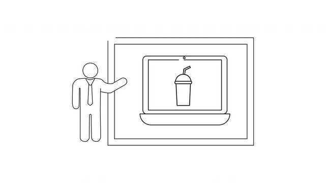 Presentation of a Drink App - Animated Line Drawing.