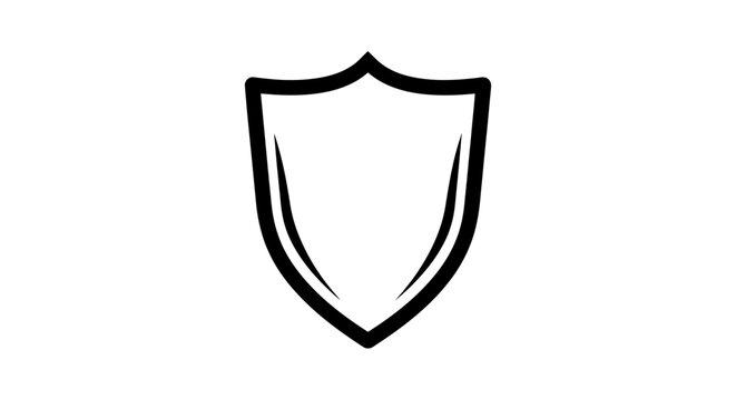 Simple Black Shield Icon on White Background.