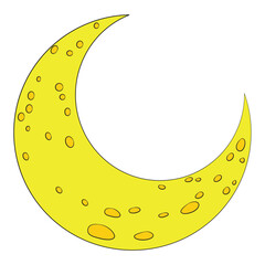 Yellow moon isolated on white background