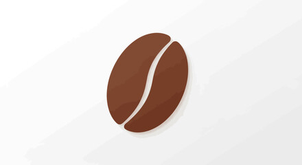 Single Coffee Bean on White Background.