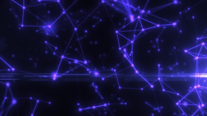 Fototapeta premium Abstract blue energy lines plexus triangles magical bright glowing futuristic hi-tech background