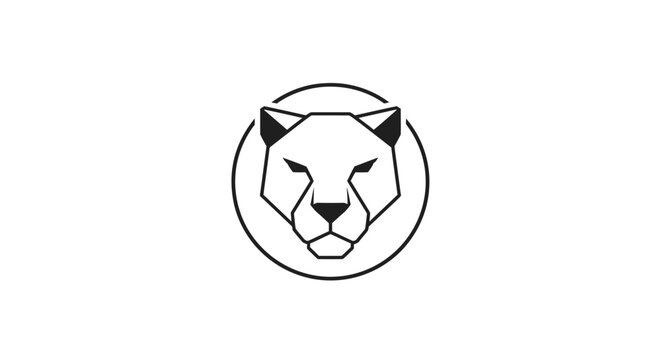 Simple Line Drawing of a Lynx Head.