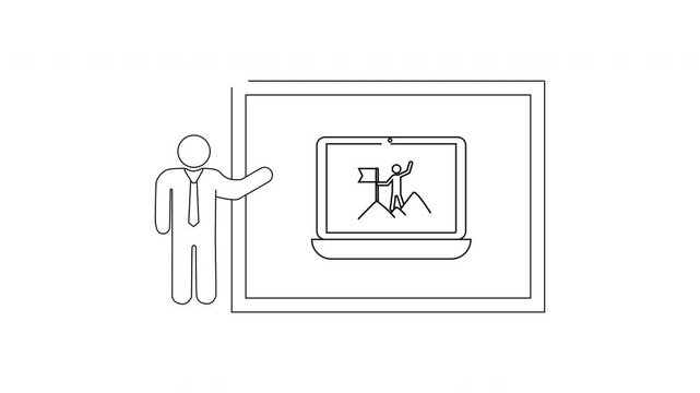 Presentation of Digital Art - Stick Figures on Laptop Screen.
