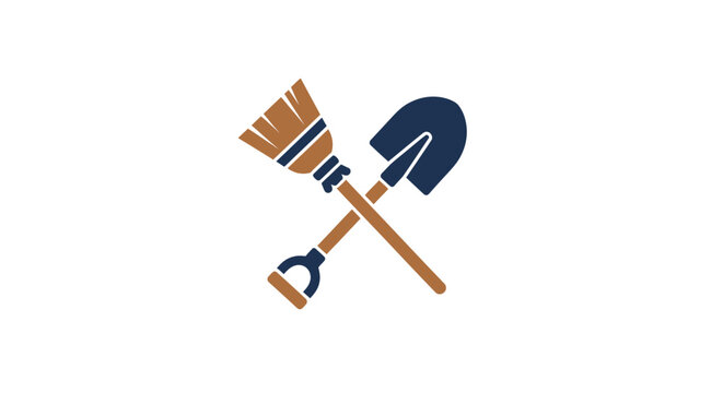Broom and Shovel Cleaning Tools.