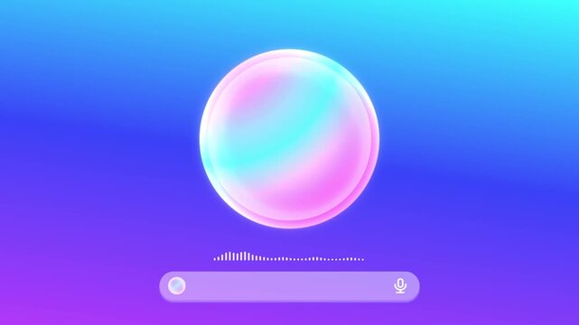 Smart AI personal assistant UI app screen animation, artificial intelligence text to speech chatbot computer user interface, abstract colorful gradient automated voice support chat technology concept