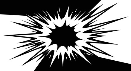 Comic Style Explosion Burst Element, black and white background. © ZAENAL