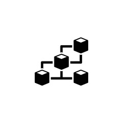 Obraz premium Black 3D Cubes Connected in Hierarchy.