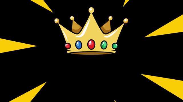 Golden crown graphic with radiant rays on a dark background, a stylish emblem for royalty and celebration design.