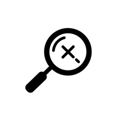 Magnifying Glass with Cross Symbol Inside.