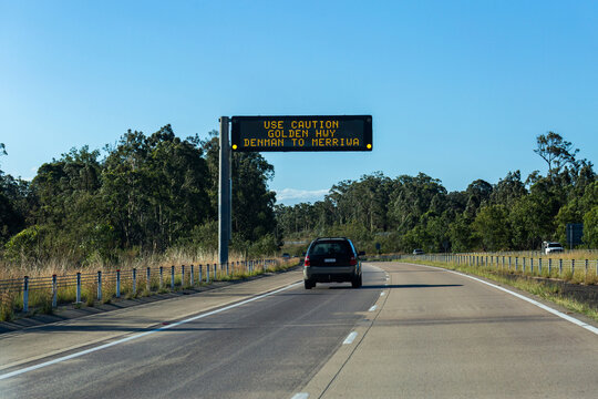 Use caution smoke hazard golden highway denman to merriwa warning