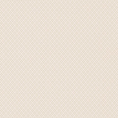 Fototapeta premium Fine beige crosshatch seamless pattern with minimal diamond grid. Clean neutral geometric background perfect for wallpaper, packaging and modern print design.