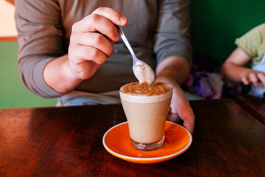 chai latte drink on table at caf&eacute;