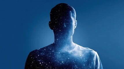 Fototapeta premium Human silhouette filled with stars and galaxy. Universe inside a person concept. Spirituality, soul, harmony and inner light