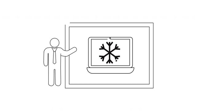 Winter Technology Presentation - Snowflake on Laptop Screen Illustration.
