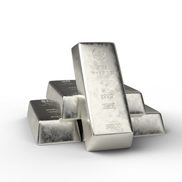 Fine Silver Bars 5000g. 3d illustration.