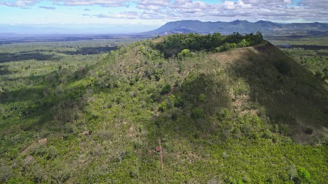 Drone View of Ancient Volcano in Bolaven Plateau Laos
