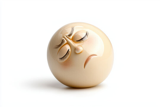 Cartoon face with embarrassed expression, featuring closed eyes and frown, evokes sense of humor and playfulness