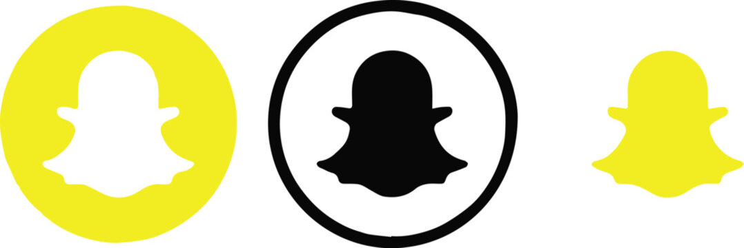 snapchat ghost logo icon black circle white silhouette vector