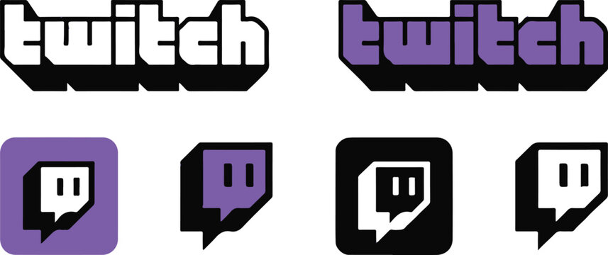 twitch logo icon set speech bubble badge emblem channel vector