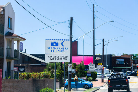 Speed camera 24 hours variable speed limit enforced sign in city