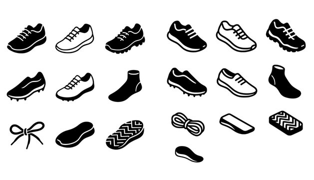 Assortment of Shoe and Footwear Elements - Sneakers, Socks, Laces
