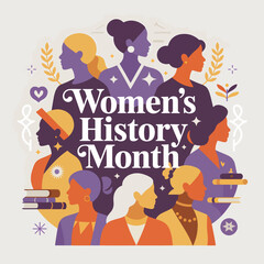 Women's History Month Celebration with Diverse Women Silhouettes and Books design © srdesignhouse