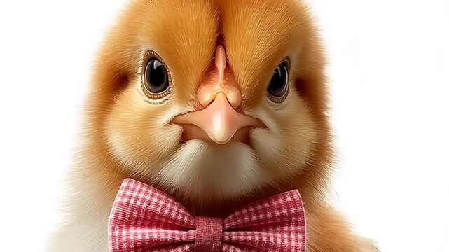 Cute baby chick wearing bow tie.