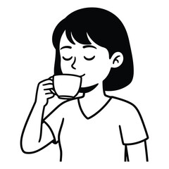 Woman enjoying coffee or tea in relaxed moment