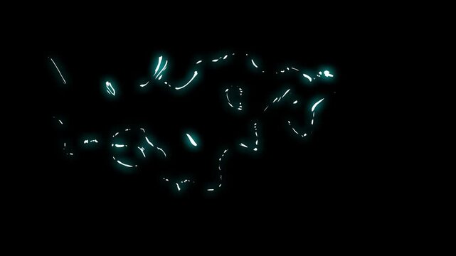 Cartoon 2D energy flash, explosion lightning storm, lightning storm bolt strikes, Lightning power overlay, shiny lightning storm animation, white light force effect on black screen background. 4k