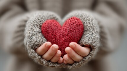 Fototapeta premium Hands holding a red heart symbol representing love and compassion