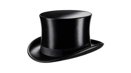 Black top hat, elegant fashion accessory, formal wear, isolated on white