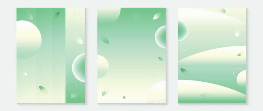 Spring and summer mint green abstract vector background set with smooth waves, floating bubbles, and soft gradients. Calm fresh design for poster, presentation, web banner, wallpaper, and branding.