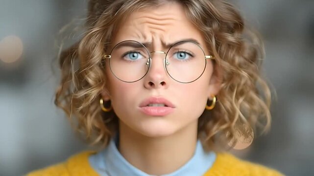 Woman with surprised expression on face.