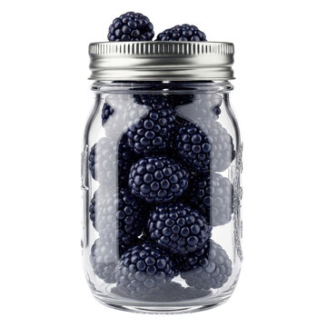 Blackberries in a glass mason jar
