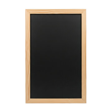 Empty rectangular blackboard with a natural wooden frame, presented in a clean studio shot on white.